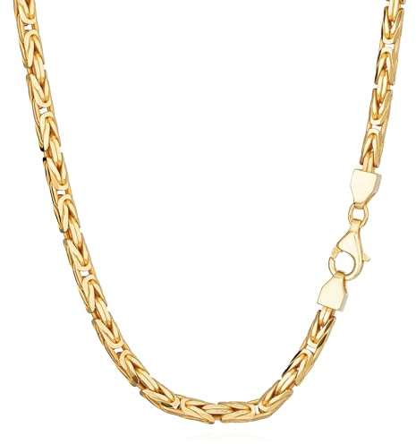 NKlaus 925 Silber Gelbgold vergoldete Königsketten, 50cm, 55cm, 8-fach diamantiert, 3,9mm Breite – Ein majestätisches Collier