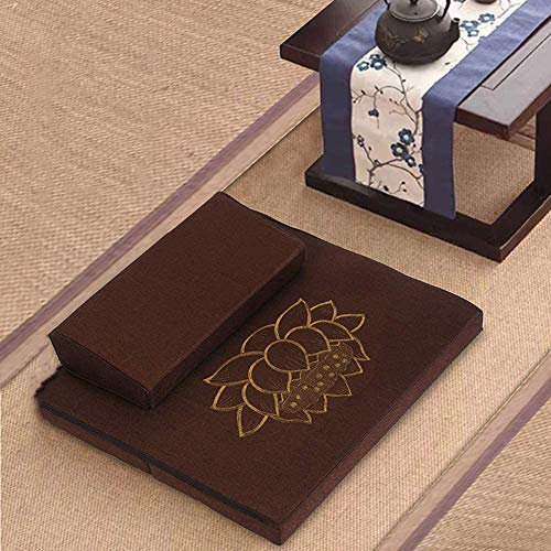 MGEMJMJ Groß- Und Meditationskissen, Quadratischer Handgefertigter Meditationsmatte, Tragbarer Faltbarer Bodenkissen Im Freien Kokosnussfaser-leinen-Yoga-Kissen(Size:60x60cm(24x24inch),Color:A)