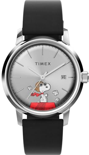 Timex Herren Analog Automatik Armbanduhr Marlin Automatic x Peanuts Snoopy Flying Ace