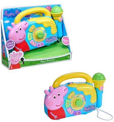 Peppa Pig Boombox | Musical Playset Boombox With Microphone | Peppa Pig Theme Tune Musical Box with Nursery Rhymes | Peppa Pig House On The Hill Toys | Childrens Musical Toy Set | Ages 18M+