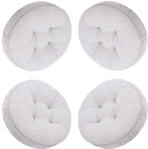 uyeoco 1/2/4 er Set Stuhlkissen 40cm/45cmx9cm Dicke Auflagen rund Sitzkissen StühleSitzauflage für Indoor und Outdoor Polsterung Steppkissen/Bodenkissen(A7,4PCS_40X40CM)