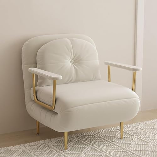 Cabrio Schlafsofa Schlafsessel – dreifach gefalteter gepolsterter Sessel mit Kissen Verstellbare Rückenlehne Weiß-80 Klapp-Chaiselongue Couch für Freizeit