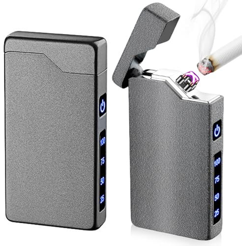 WIYETY Accendino ad arco USB ricaricabile: impermeabile e antivento, accendino elettronico con indicatore della batteria, accendino al plasma tipo C ricaricabile per lui uomo (nero)