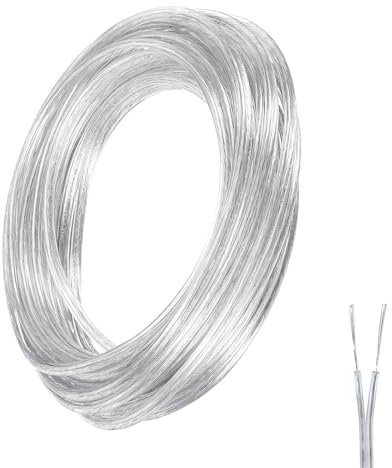 SGQTGIMU 20 Metre Cavo Elettrico Trasparente a 2 Fili, Filo Elettrico, Piatto PVC Cavo Elettrico Filo-28 AWG, diametro esterno 1,6 x 3,2 mm per Piccoli Elettrodomestici