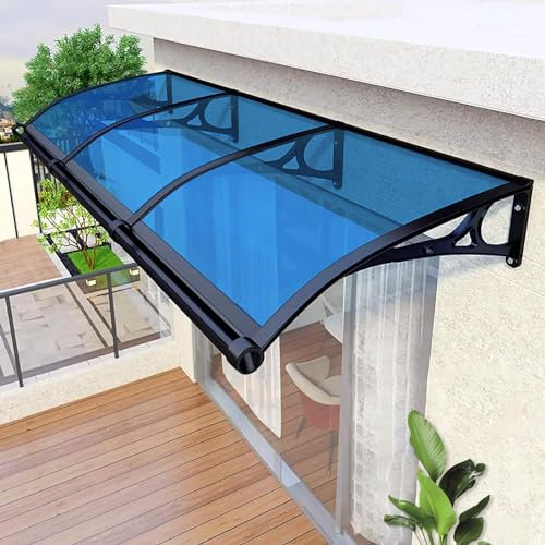 Front Door Canopy Modern Polycarbonate Cover+Aluminum alloy bracket, Sun/Rain/Snow Protection, Door Canopy Outdoor for Window/Porch/Roof/Patio/Garden