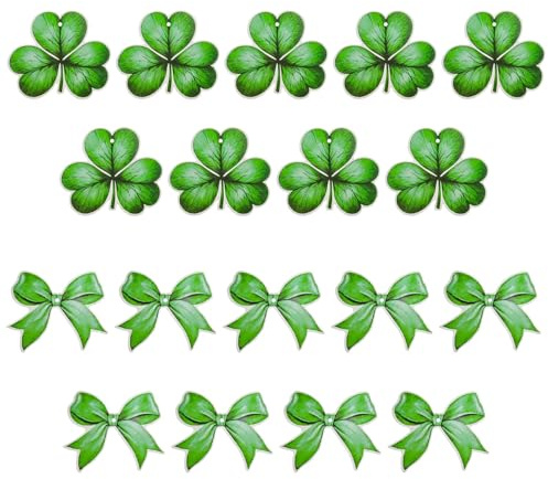 18-teiliges Kleeblatt-Dekorationsset zum St. Patricks Day, Anhänger, St. Patricks Day-Ornamente für den Baum, grünes Kleeblatt-Geschenkdekor aus Holz, Exquisite irische Ornamente zum Dekorieren