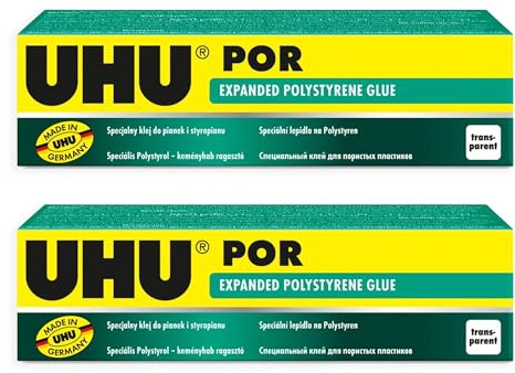 UHU POR Klebstoff für expandiertes Polystyrol – 40 g/50 ml – Packung mit 2 Tuben