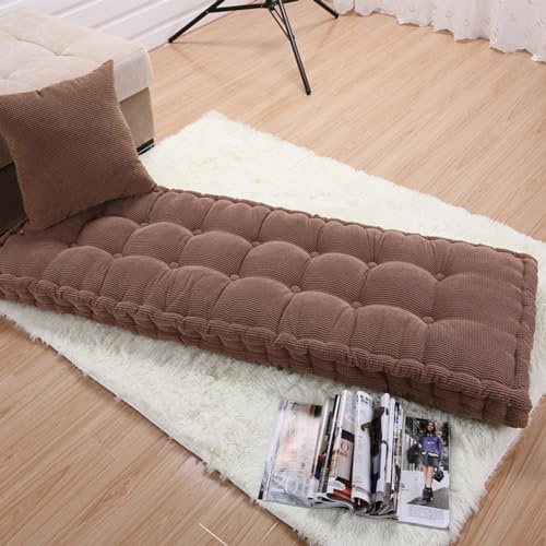 Generisch 10cm Dickes Sitzkissen Outdoor, Bankauflage Bankkissen, Gute Qualität Waschbare Gartenbank Auflage, Rechteck Sitzkissen Für Außen & Innen Sitzbank & Hollywoodschaukel,Braun,50x170cm