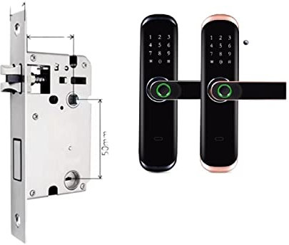 Smart Door Lock, Home Electronics Tuya Wireless Door Lock Biometric Fingerprint Handle Waterproof Smart Lock with Security Key Card Code for Home Bedroom Hotel Office Apartment(22-175(5050),Nero)