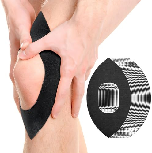 VEGCOO 20 Stück Vorgeschnitten Knie Tape, Kinesiologie Tapes, Physio Tape, Vorgeschnitten Knie Sporttape für Muskeln Gelenke Ideal für Sportler, Physiotherapie (Schwarz)