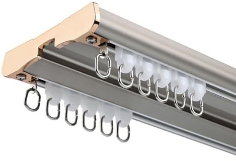 Binario per tenda doppio, in alluminio resistente, personalizzabile per soggiorno, bagno, camera da letto, divisorio, kit completo per binario da soffitto
