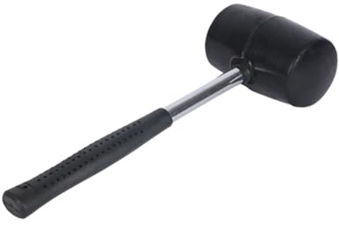 Artibetter Steel Handle Rubber Mallet Hammer 750g Black Fiber Ball Hammer for Tiling Flooring Woodworking and Construction Tools