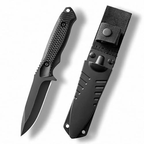 TIMKOSS Outdoormesser mit Kydex Scheide, Jagdmesser Gürtelmesser für Camping Jagd und Wandern Abenteuer, Survivalmesser Dschungelmesser Feststehende Klinge