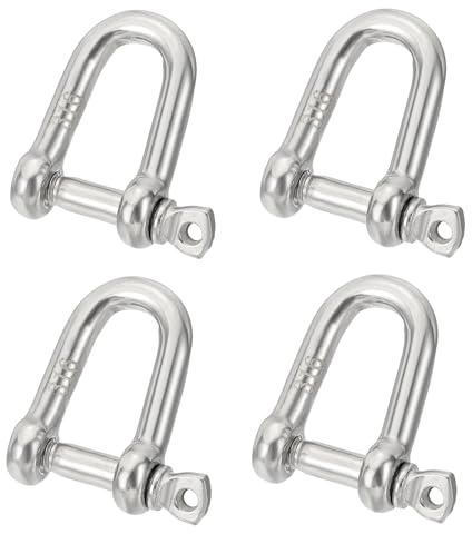 PATIKIL 3/16 (4.6mm) 353lb Grillete De Acero Inoxidable 316, 4 Piezas Grillete De Pernos De Tornillo De Grado Marino para Cadenas Cables De Acero Exterior, Plateado