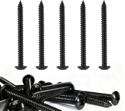 Vis à Bois Noires M6 x 60 mm en Acier Inoxydable 304, Tête Bombée, Ensemble de 20 Unités pour Panneaux Acoustiques et Divers Matériaux