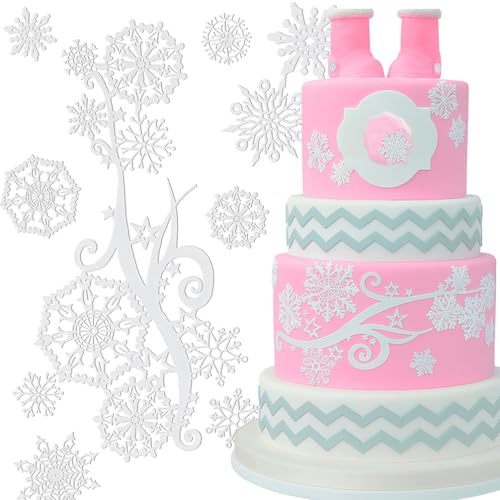 Snowflake Edible Cake Lace for Cupcake Topper Decoration 10-piece Set White
