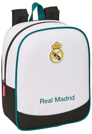 Real Madrid Attrezzature 26/27 – Zaino per bambini, zaino per la scuola, adattabile al carrello, ideale per l'asilo, comodo e versatile, qualità e resistenza, 22 x 10 x 27 cm
