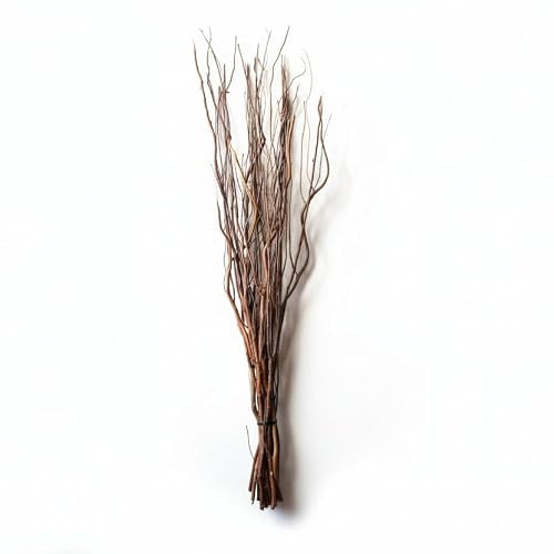 Homestreet Decorative Willow Twig Branch Bunches, 80-85cm, Home Decor Vase Filler, Available in Black, Cream, Brown, Silver, Gold (Brown)