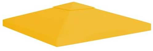 Telo da tetto per gazebo a 2 livelli, 3 x 3 m, colore giallo, tenda di ricambio in poliestere con rivestimento in PVC resistente all'acqua, angoli rinforzati e chiusure autoaderenti