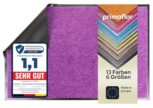 Primaflor Schmutzfangmatte CLEAN – Lila, 60x180 cm | Saugstarke, Schwer entflammbare Fußmatte | Rutschfester Türvorleger für Innen | Türmatte für Eingangsbereich | Sauberlaufmatte mit Gummirand
