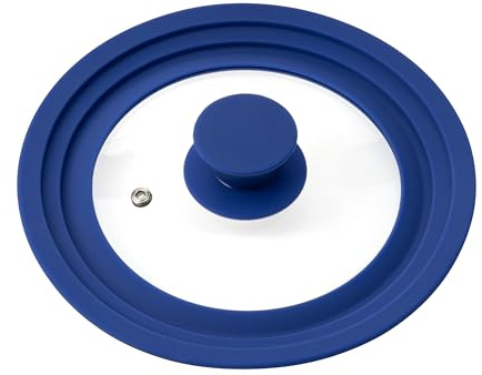 bremermann® Universal-Glasdeckel mit Silikonrand, 16/18/20 cm, klein (Blau)