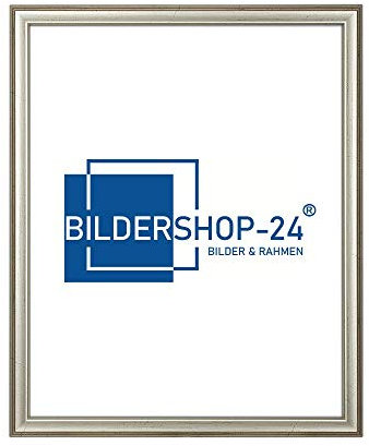 Bilderrahmen ohne Acrylglas z.B. für Kreidebilder, Tafelfolie, Kalender Barockrahmen Kalypso 50 X 70 cm (PUZZLEFORMAT) Silber Antik