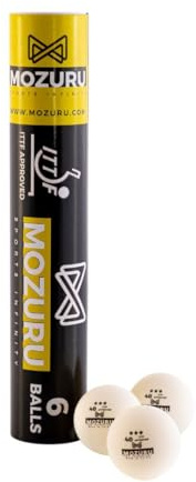 MOZURU - 6er Pack Profi Tischtennisbälle - 3 Sterne Qualität - ITTF Zertifiziert - 40+ Größe - ABS Kunststoff, Weiß, Kunststoff