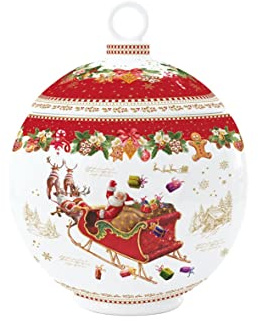 EASY LIFE Biscottiera Forma Pallina di Natale in Porcellana Ø 18x23 cm Christmas MEMORIE