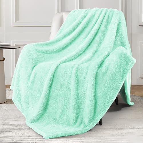 Exclusivo Mezcla Kuscheldecke Decke, Superweich, Flauschig und Plüsch Fleecedecke Sofadecke Wohndecke für Ganzjahreszeit, 130 x 170 cm, Mintgrün