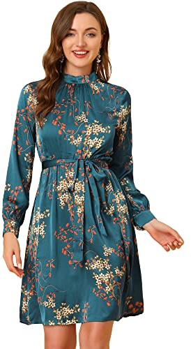 Allegra K Damen Floral Dress A-Linie