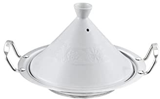 Teffo Tajine Pentola per cottura in acciaio INOX e ceramica, diametro 30 cm, per 24 persone, adatta per cottura a induzione e tutti i piani cottura, in acciaio inox e ceramica, con torina