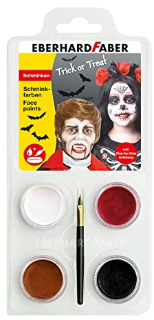 Eberhard Faber 579027 - Kinderschminke Set Dracula, 4 Schminkfarben mit Pinsel und Anleitung | 4 Schminkfarben mit Pinsel und Anleitung