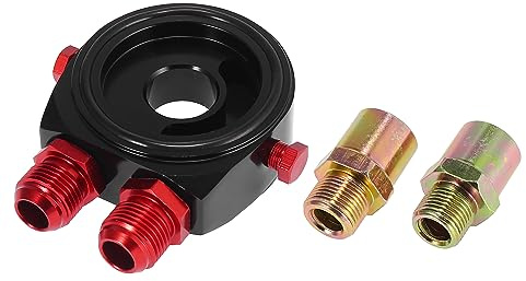 X AUTOHAUX Ölfilter Sandwichteller Adapter 1 Stück Für Ölkühlung Aluminium | Aluminiumlegierung, Schwarz/Rot, Adaptergewinde: 3/4-16UNF, M20x1.5, Schraubengewinde: 1/8 NPT