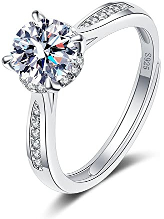 Sterling Silver Rings for Women 925 Womens Rings Women Engagement Rings for Her Promise Rings Promise Ring Wedding Ring Wedding Rings Diamond Ring Cubic Zirconia Ring Girls Fake Engagement Ring