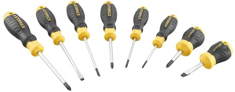 Stanley Cushion Grip™ Screwdriver Set, 8 Piece, Engineered from high-Strength, Chrome Vanadium Steel to Reduce The Chance of tip Breakage. The Strong Magnetic Black Oxide tip