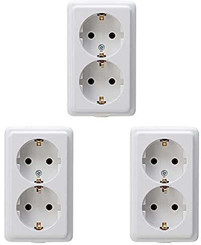 Kopp 120101001 Steckdosenleiste 2-Fach ohne Zuleitung, 3er Pack