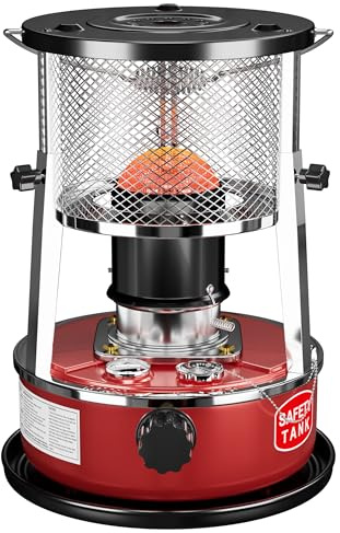 Kerosene Heater, Kerosene Heaters for Indoor Use, Portable Heater for Camping, Kerosene Stove Non Electric Heaters for Outdoor, Emergency Oil Heater for Heating, Garage, Cooking(4.5L, Red)