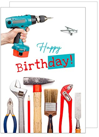 Edition Seidel Premium födelsedagskort med kuvert. Grattiskort födelsedag billet Happy Birthday man hantverkare verktyg (G3489 SW023)