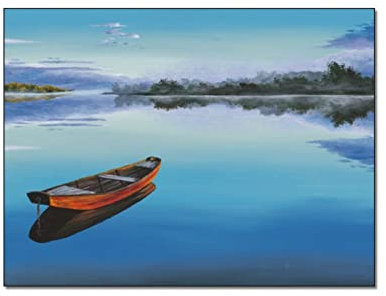 Kunstdruck auf Leinwand Plakate Boot Blauer See Panorama Bild Natur Wand Bilder Kleines Boot Wand Bilder Moderne Wand Bilder Leinwanddrucke Bilder für Wanddekoration 30x40cm (Ungerahmt)