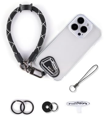 project-cb Handgelenkschlaufe handy,Handy Handykette Pads ×2, Handyhülle Halterung,Handgelenkschlaufe für Schlüssel, AirPods, Kamera(Weiße Streifen, 30cm)
