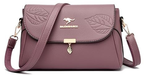 BHUJIA Weiche Ledertasche Damentasche Kleine Tasche Einfache Große Kapazität Mutter Tasche Mittleren Alters One-Shoulder-Umhängetasche Für Frauen, Lila