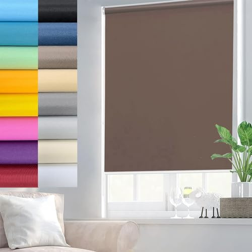Klemmfix Estor Opaco Enrollable 100 x 110 cm Proteccion Solar, Stores Noche y día Estor para Ventanas sin taladrar con Revestimiento de Color a Juego, para Ventanas y Puertas, Marrón