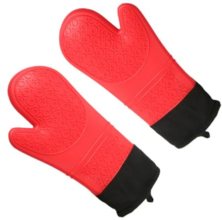 IMIKEYA 2 Stück Grillhandschuhe BBQ Hitzebeständige Ofenhandschuhe Silikonhandschuhe Isolierhandschuhe Mit Langem Schaft Kochhandschuhe Backhandschuhe Aramidfaser