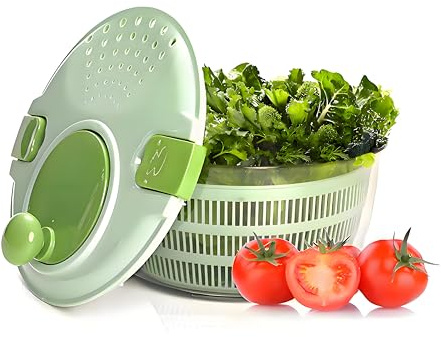 4L Salad Spinner with Bowl & Mesh Basket, Spatter Proof Safe Multifunction and Storage PP Vegetable Dryer for Home