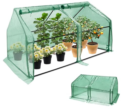 LILIIN Foliengewächshaus Frühbeet , Gewächshaus Tomatenhaus Frühbeet, Niedrig, Spitzdach, UV-beständige, Pflanzenhaus für den Tomaten Gemüse 180 x 90 x 90 cm, Grün