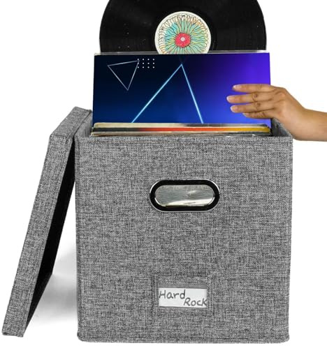 Vinyl-Platten-Aufbewahrungsbox,Vinyl Schallplattenboxen Mit Deckel Und Griffen,Stapelbarer Tragbarer Schallplattenhalter Zur Aufbewahrung Von Alben,Büro-Aufbewahrungszubehör,LP-Halter Mit Deckel