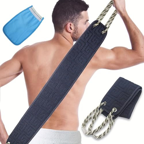 Rückenbürste Körperbürste,2 Stück Peeling-Rückenschrubber für die Dusche, doppelseitiger Rückenpeeling-Waschlappen mit Griffen, Exfoliating Gloves, Rückenbürste für Männer und Frauen