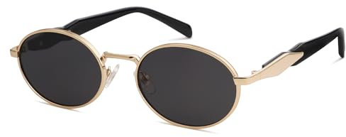 SOJOS Vintage Oval Metall Sonnenbrille Damen Herren Retro Groß Sonnenbrilen mit UV400 Schutz Gold SJ1224