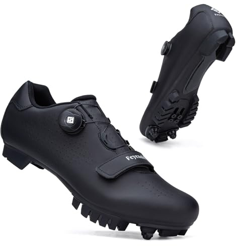 Feyenold Cykelskor herr mountainbike skor dam MTB cykelskor kompatibla med SPD Cleats, svart, 39 EU