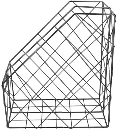 Nurnesy Moderner Zeitschriftenhalter aus Metall – Platzsparender Schreibtisch-Organizer für Dokumente und Akten mit Schlichtem Geometrischem Design. (2 Fächer Schwarz)